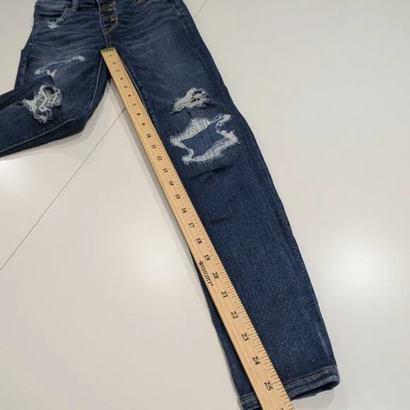 American Eagle Hi Rise Jeans Jegging with distressed details Super Stretch Skinn - Picture 7 of 15